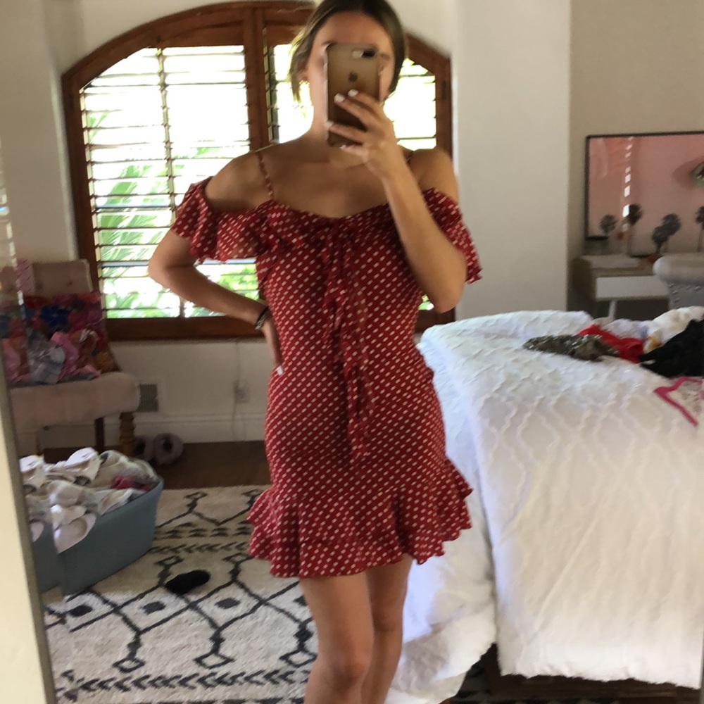 Red polka dot dress